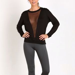 SOLOW French Terry Mesh Sweatshirt - Black - XS